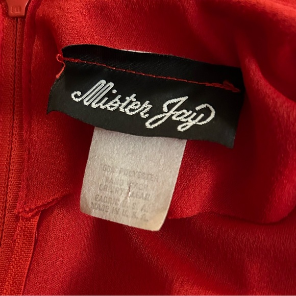 MR.JAY 80s VTG vibrant Red draped long sleeve dress. Size 14. - Picture 7 of 9